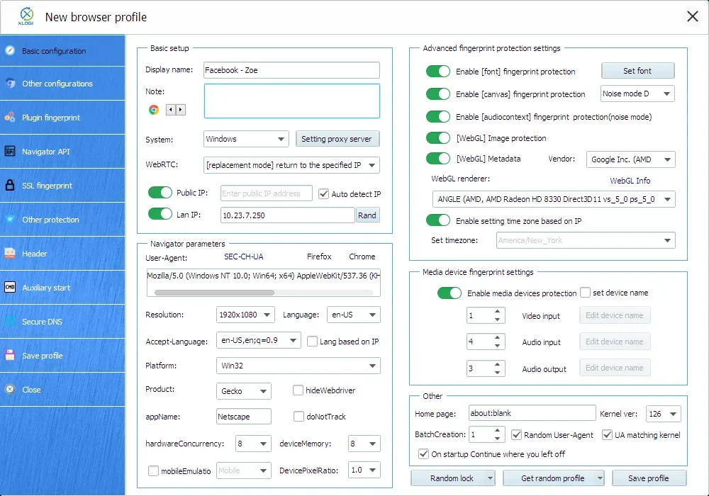 Create Profile & Browser Fingerprint XLogin