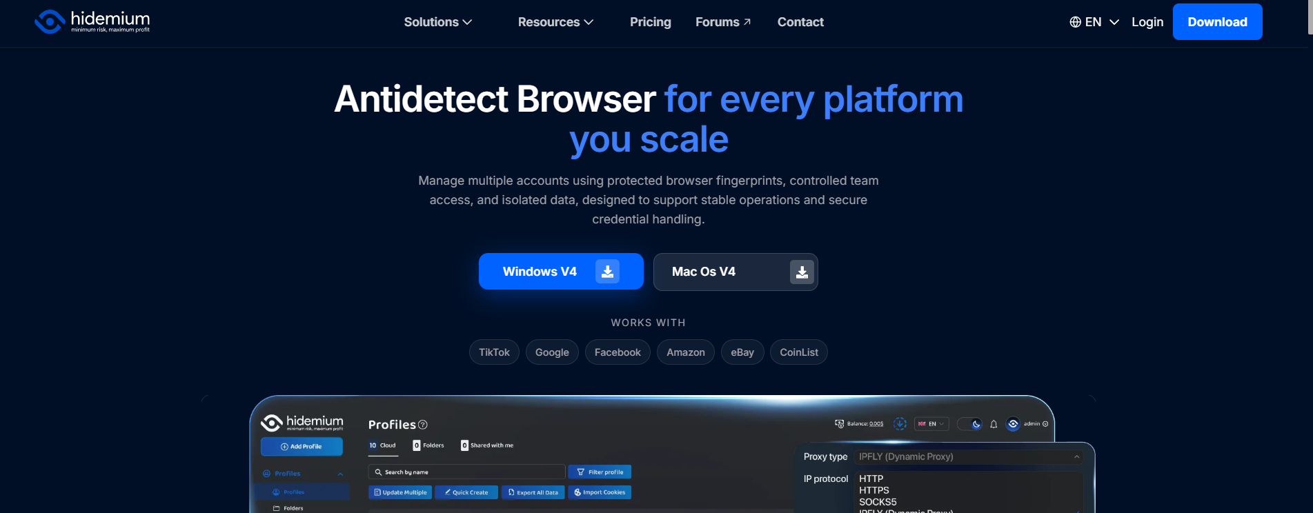 Hidemium as an Incogniton alternative with browser profile management, proxy control, team access, and scalable multi-account workflows