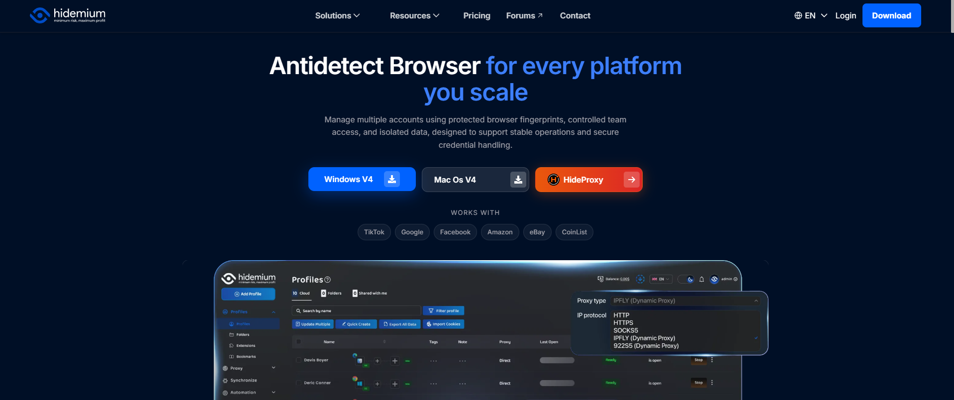Hidemium helps with browser fingerprint protection