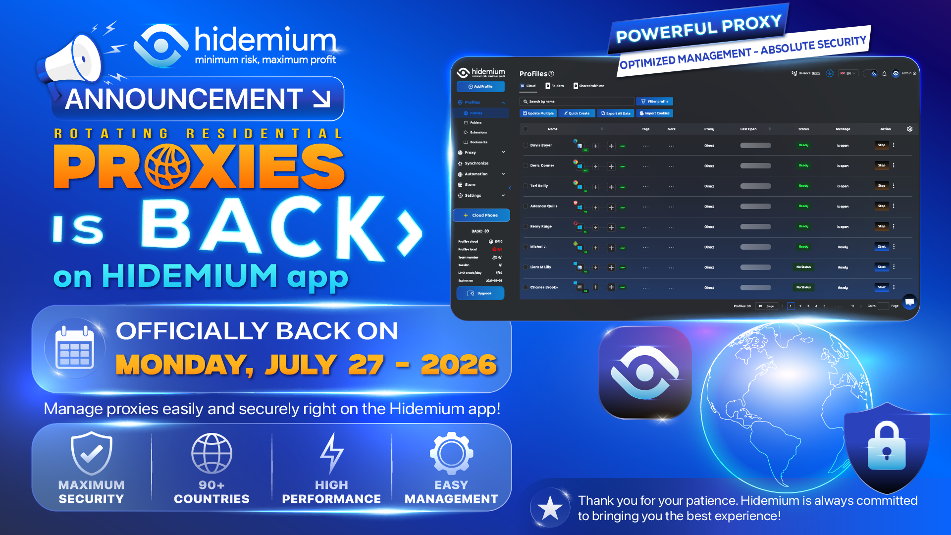 Rotating Residential Proxies Are Officially Back – Hidemium Will Automatically Extend Eligible Subscriptions