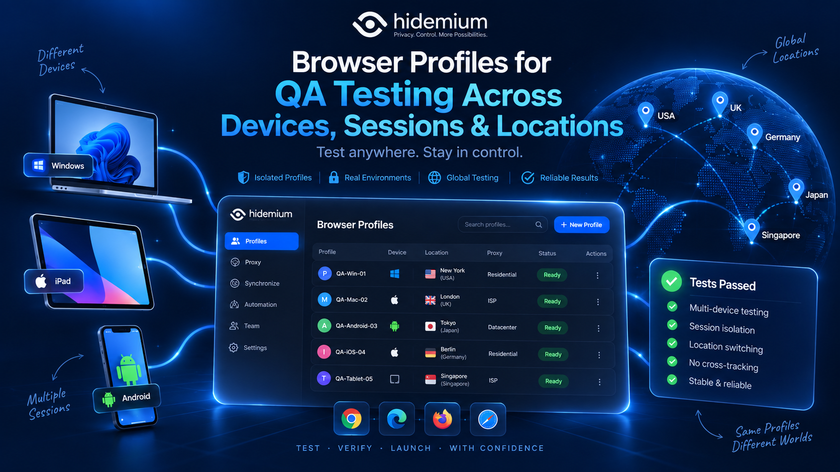  Browser Profiles for QA Testing Across Devices, Sessions & Locations